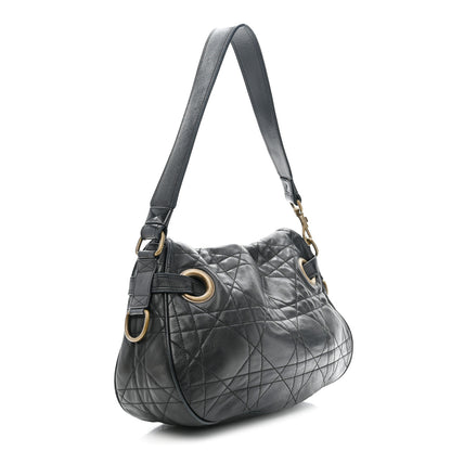Christian Dior Lambskin Cannage Flap Messenger Bag Black 3 of 11
