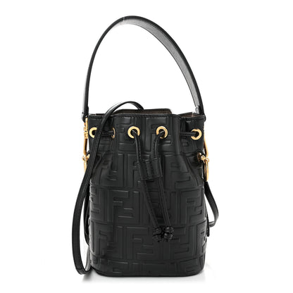 Fendi Vitello Liberty F is Fendi FF 1974 Embossed Mini Mon Tresor Bucket Bag Black 1 of 10