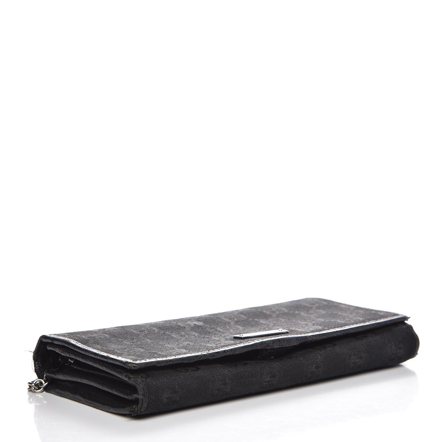 Monogram Metal Bar Chain Wallet Black