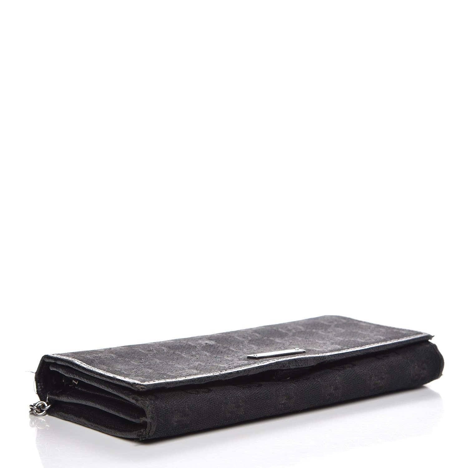 Gucci Monogram Metal Bar Chain Wallet Black 4 of 14