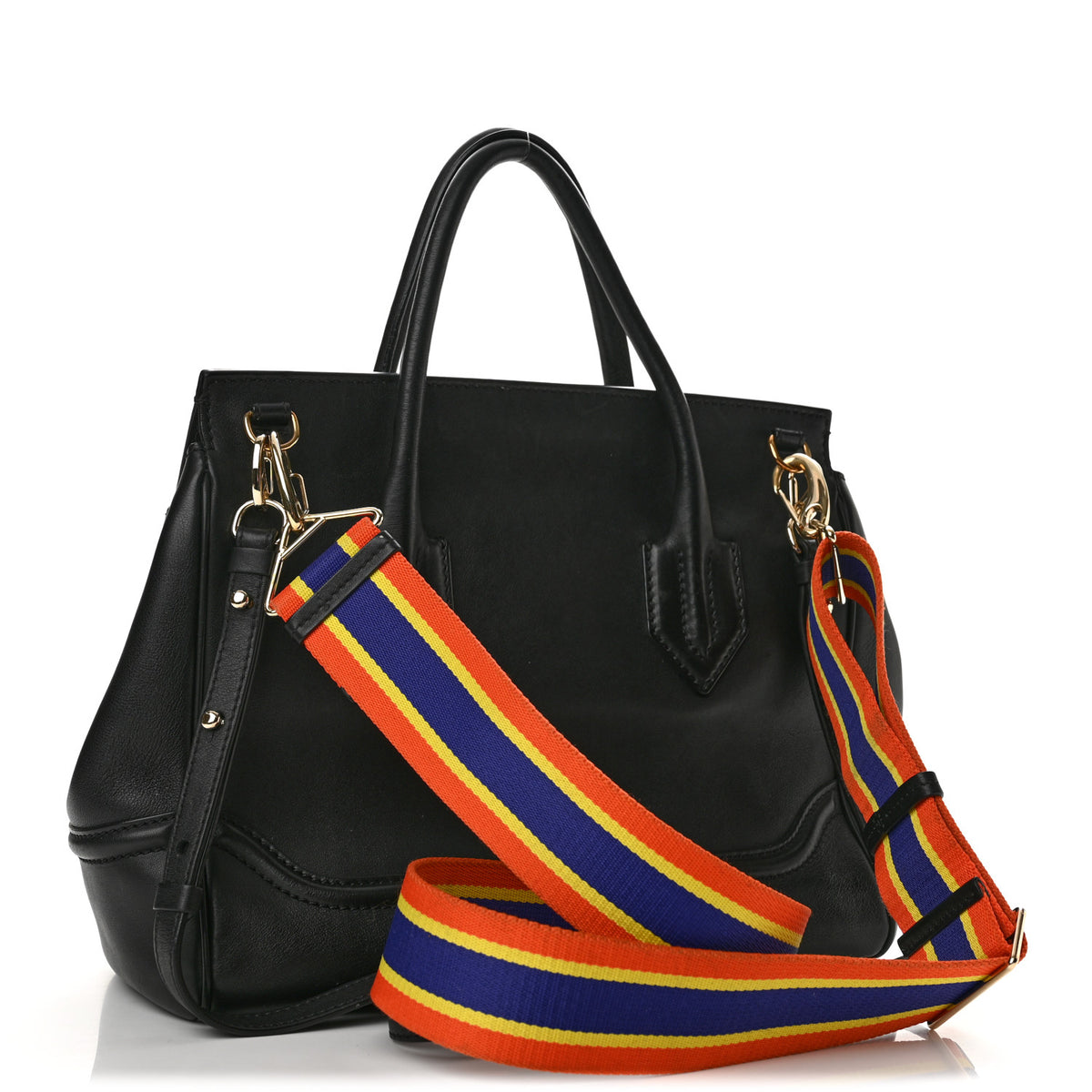 Calfskin Flower Embroidered Medium Palazzo Empire Bag Black Multicolor