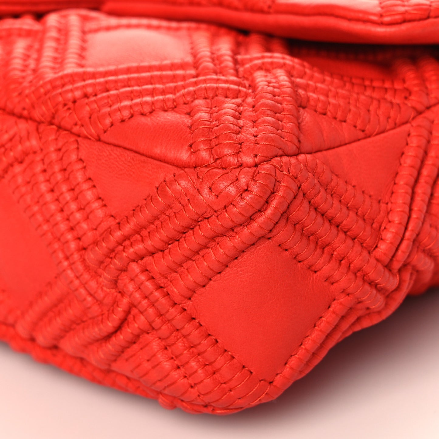 Lambskin Stitch Small Walk Of Fame Rectangular Flap Red