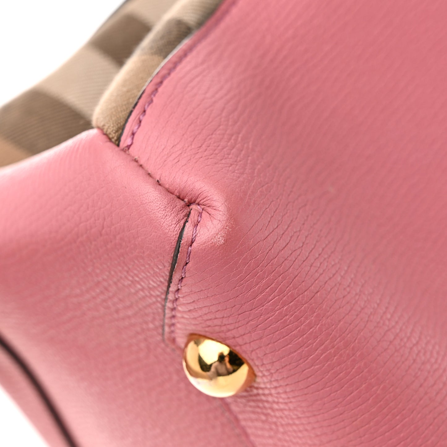 Grainy Calfskin House Check Medium Banner Tote Mauve Pink