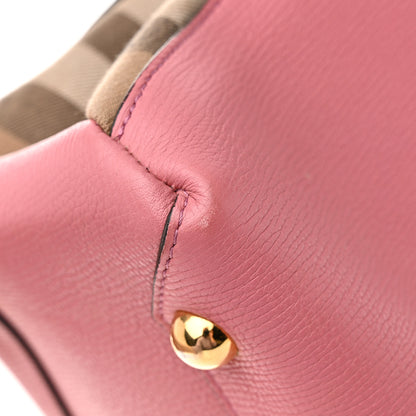 Burberry Grainy Calfskin House Check Medium Banner Tote Mauve Pink 18 of 18