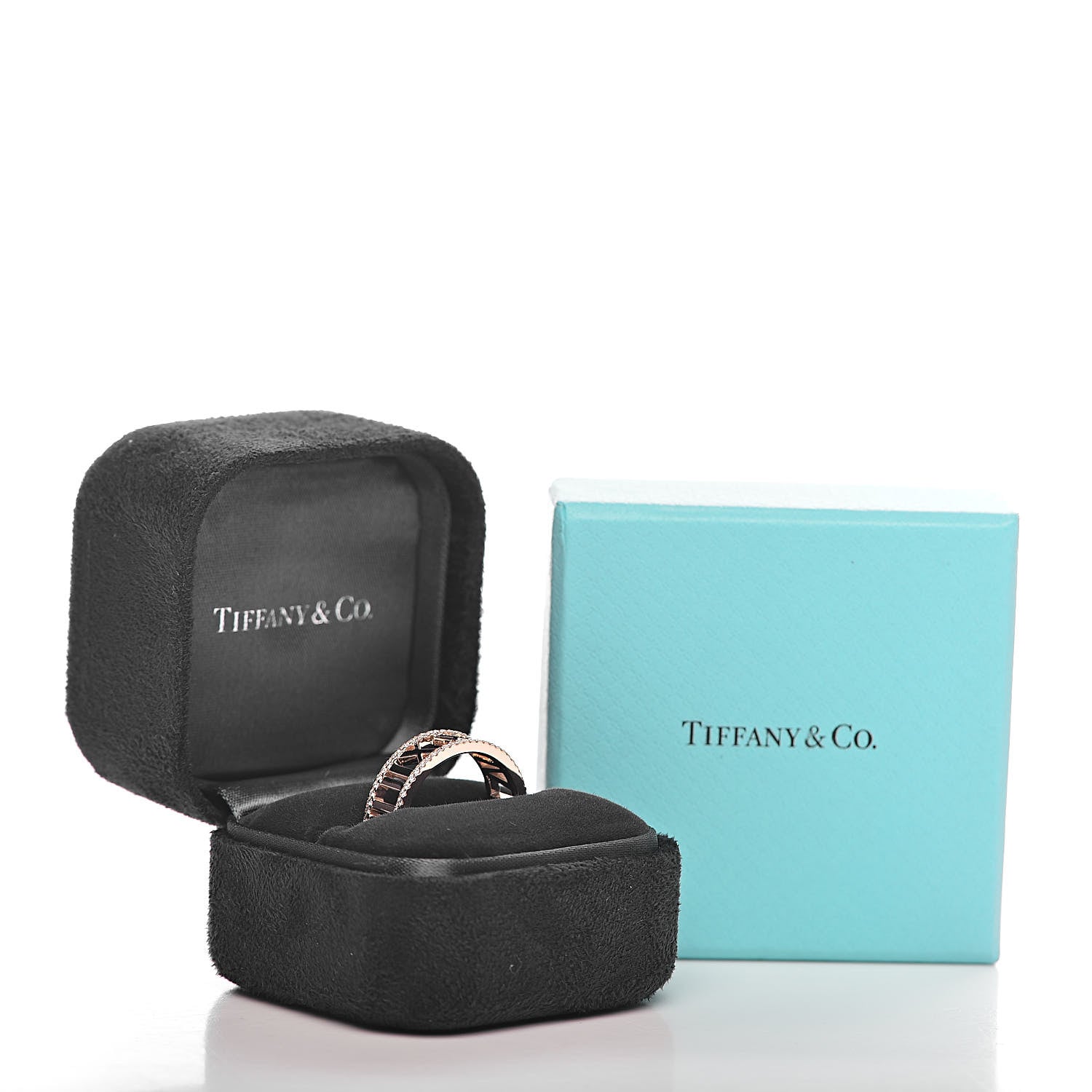 Tiffany 18K Rose Gold Diamond Atlas Open Pave Ring 58 8.5 5 of 5