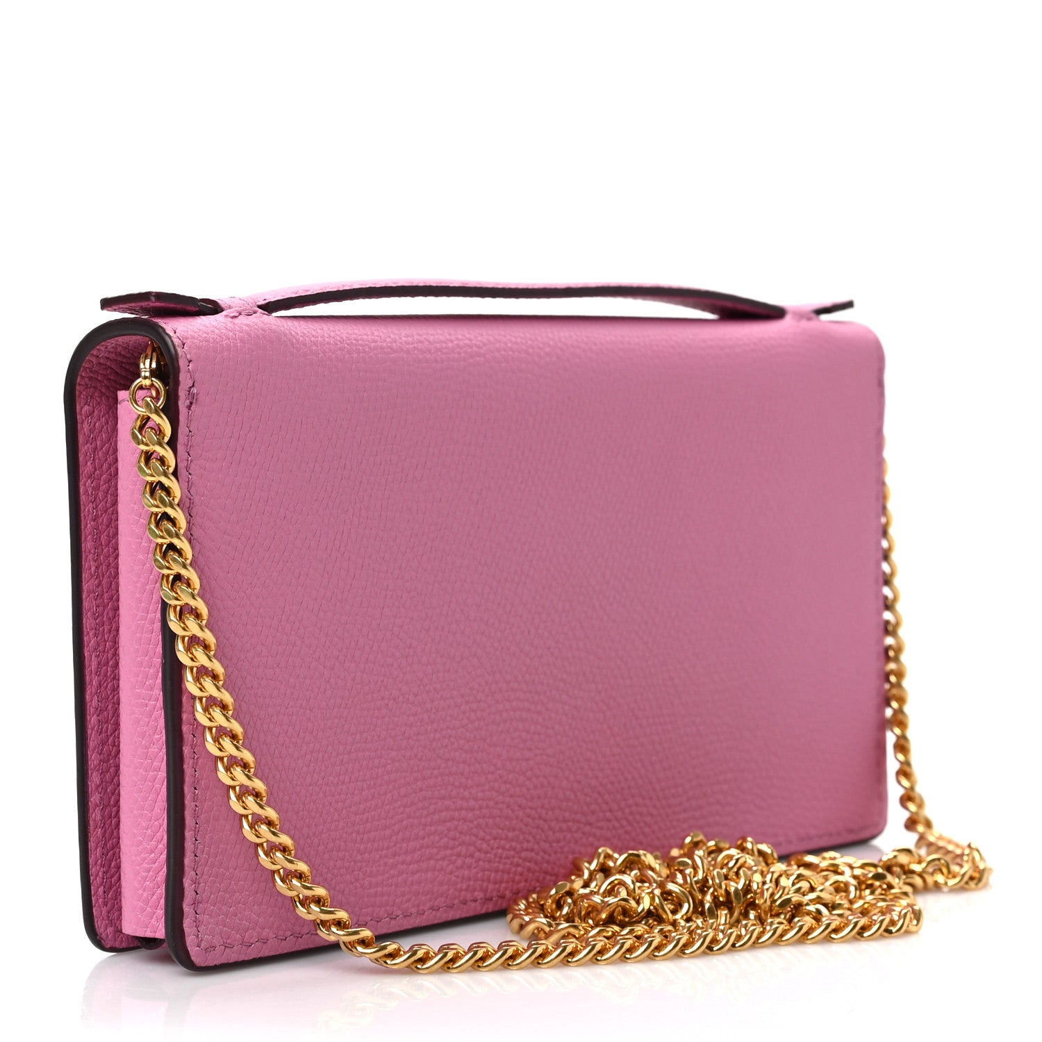 Valentino Garavani Grainy Calfskin VLogo Top Handle Wallet With Chain Feminine Pink 3 of 7