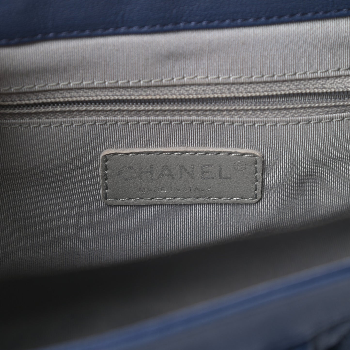 Washed Lambskin Quilted Medium Chain Around Flap Blue