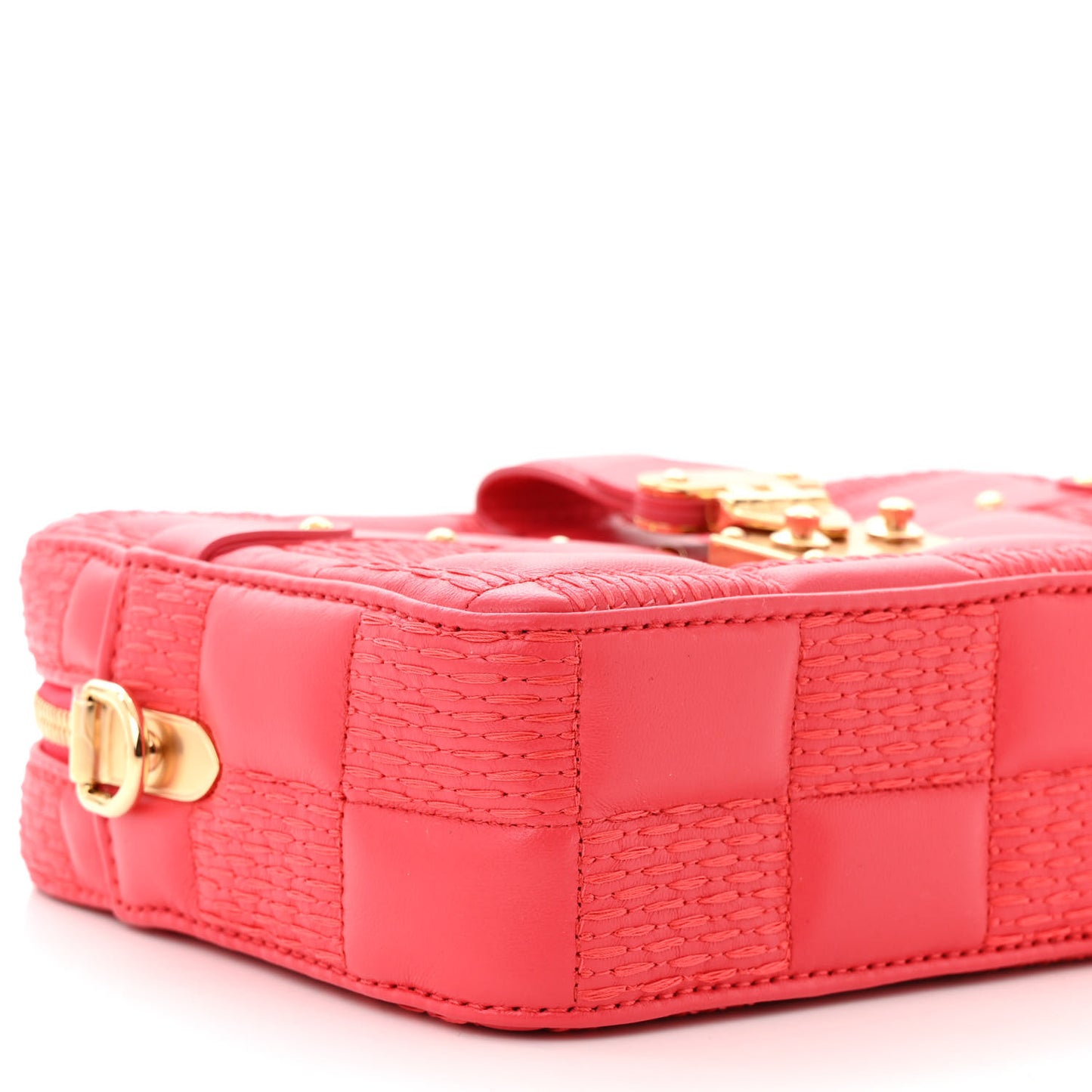 Lambskin Damier Quilt Troca PM Rose