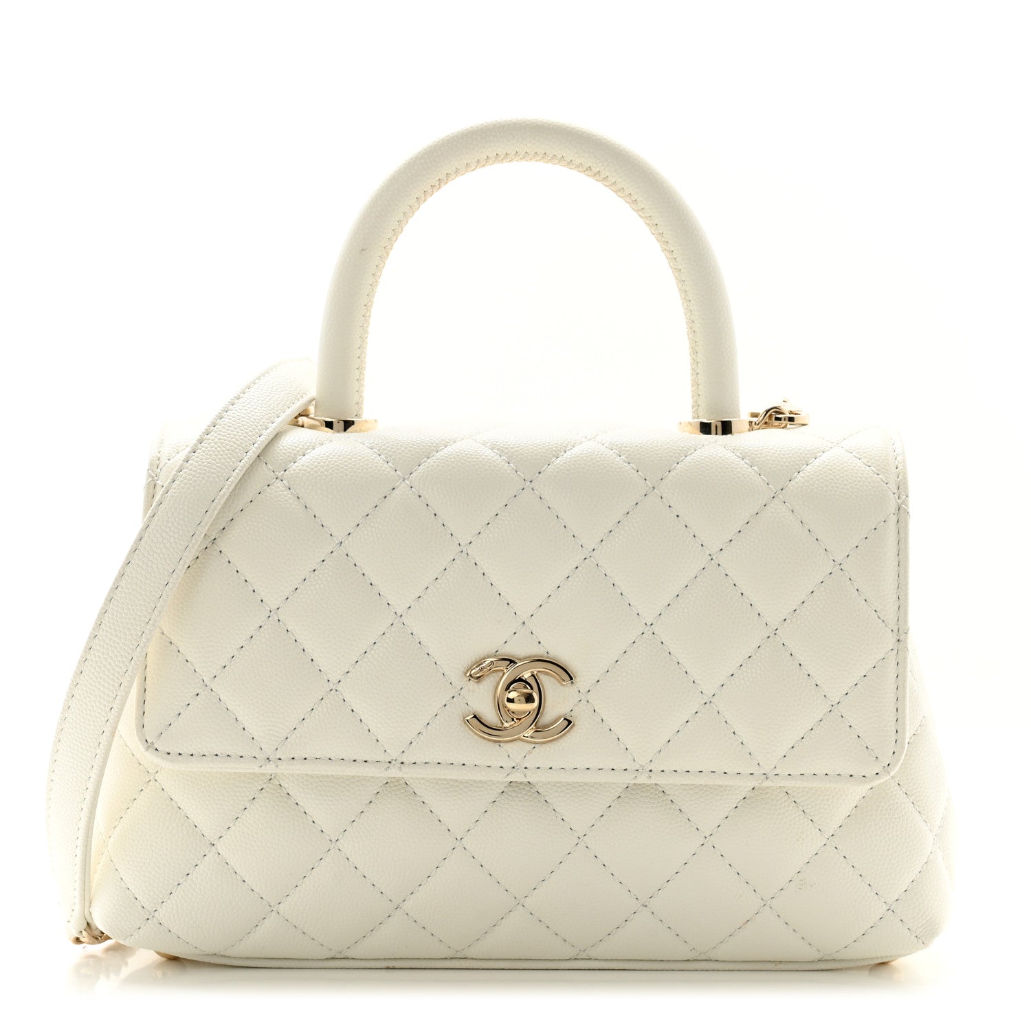 Chanel Caviar Quilted Mini Coco Handle Flap White 1 of 12
