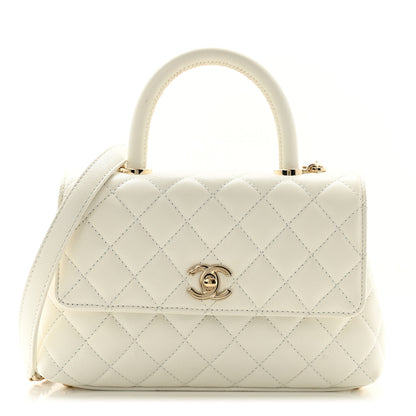 Chanel Caviar Quilted Mini Coco Handle Flap White 1 of 12
