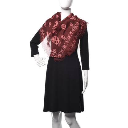 Alexander McQueen Silk Chiffon Skull Scarf Bordeaux 2 of 7
