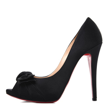 Christian Louboutin Crepe Satin Madame Butterfly 120 Pumps 38.5 Black 1 of 15