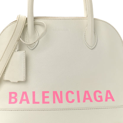 Balenciaga Grained Calfskin Logo S Ville Top Handle Bag White Fluo Pink 8 of 12