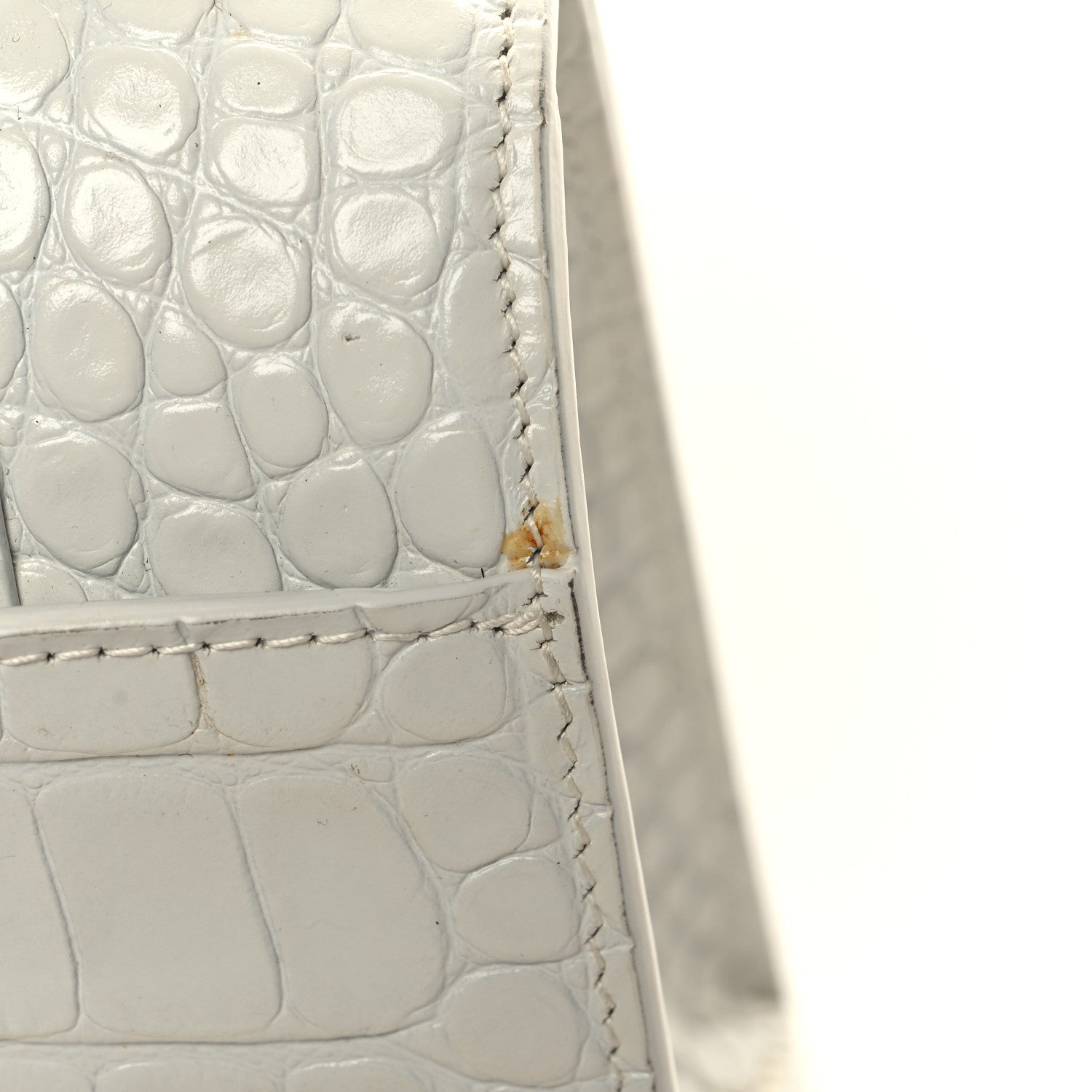 Balenciaga Calfskin Crocodile Embossed Small Hourglass Top Handle Bag White 13 of 15
