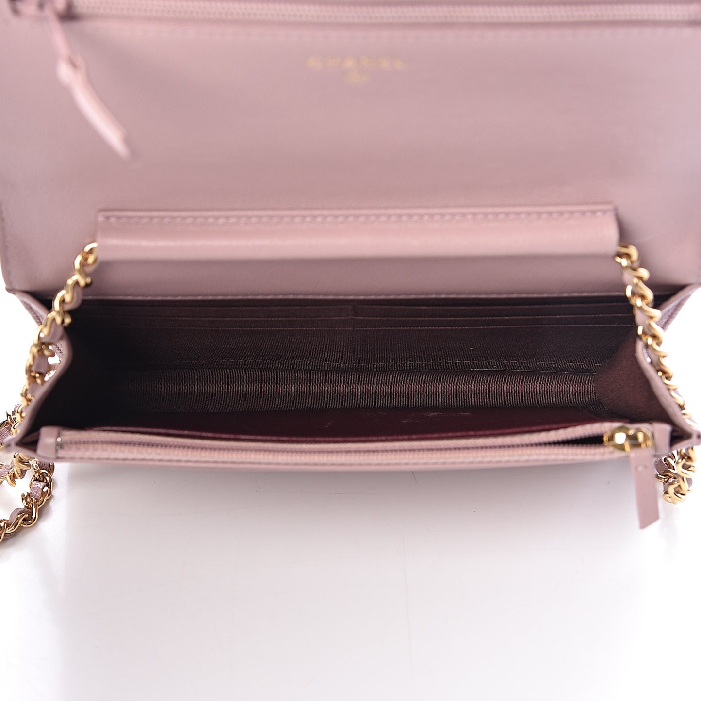 Sheepskin Quilted Mademoiselle Vintage Wallet On Chain WOC Pink