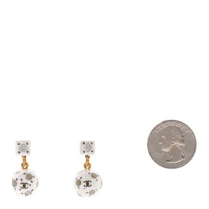 Chanel Soccer Ball CC Drop Earrings White 2 of 8