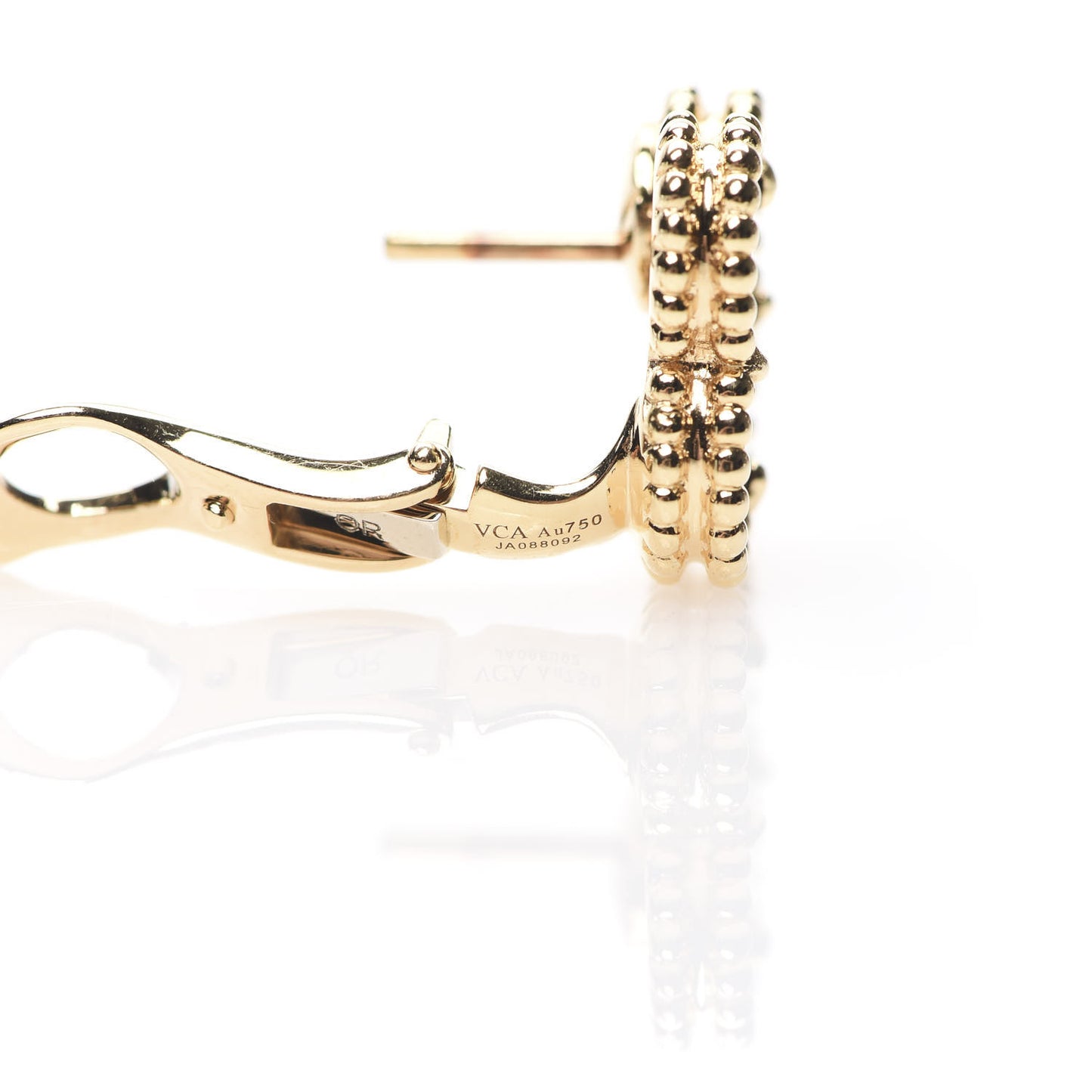 18K Yellow Gold Black Onyx Vintage Alhambra Earrings