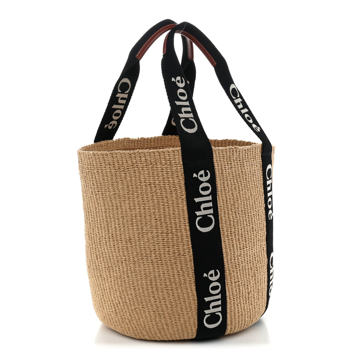 Raffia Large Woody Tote Black