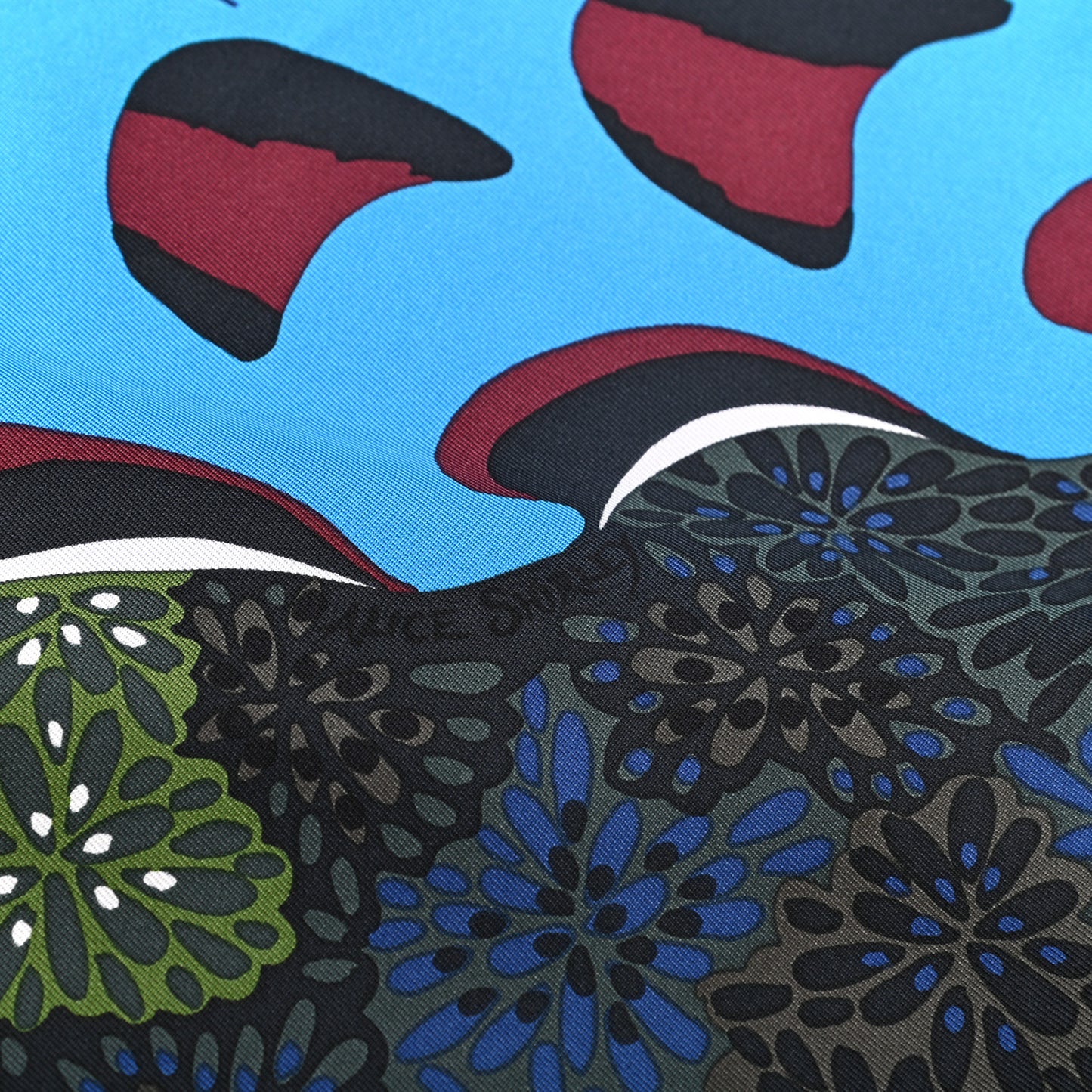 Silk L'Esprit de la Foret Scarf 90 Bleu Prune Vert
