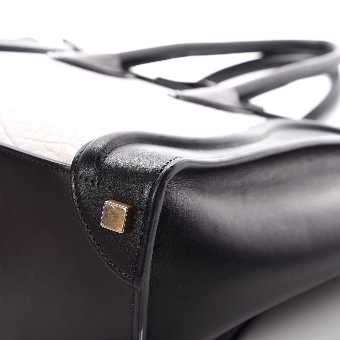 Shrunken Lambskin Micro Bi-Color Luggage Black White