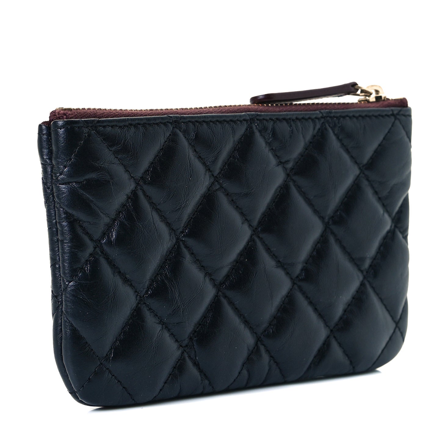 Aged Calfskin Quilted Small Lucky Charms Cosmetic Case Black