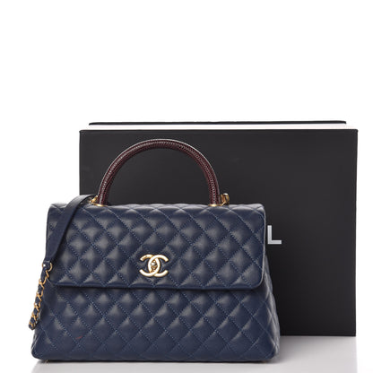 Chanel Caviar Lizard Quilted Medium Coco Handle Flap Navy 13 of 13