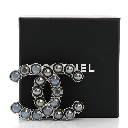 Chanel Crystal Pearl CC Dazzling Domino Brooch Black 4 of 4
