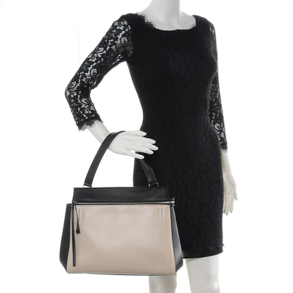 Celine Leather Medium Bi-Color Edge Shoulder Bag Black White 2 of 8