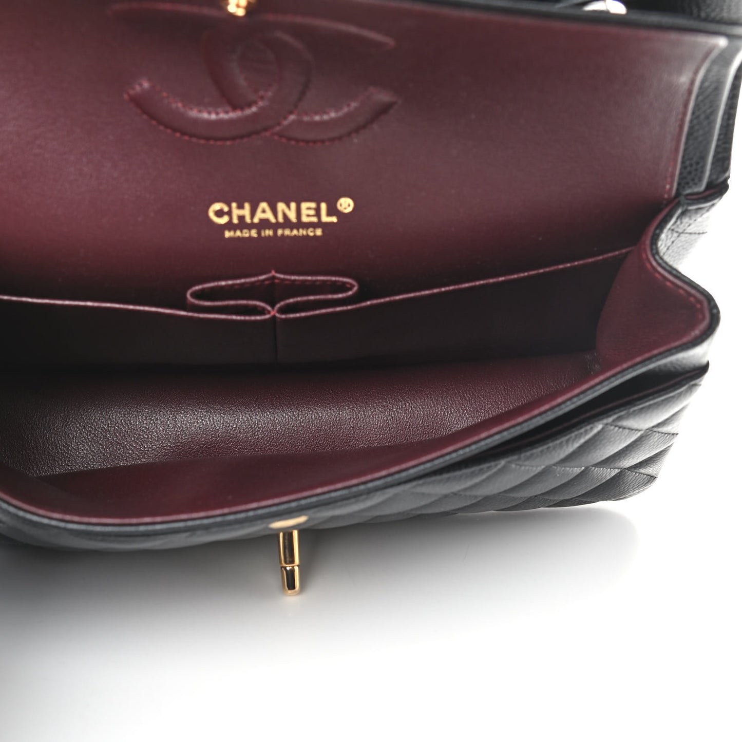Caviar Quilted Medium Double Flap Black