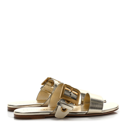 Christian Dior Laminated Calfskin D-Dior Slide Flat Sandals 36.5 Pale Gold 3 of 4