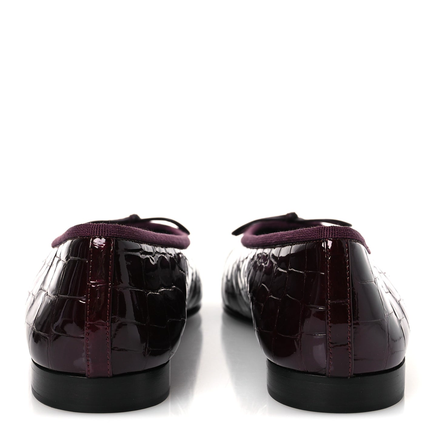 Patent Calfskin Crocodile Embossed Ballerina Flats  38 Dark Burgundy Black