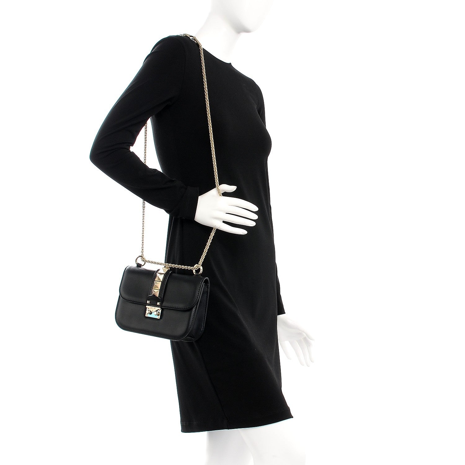 Valentino Garavani Vitello Small Glam Lock Rockstud Flap Black 2 of 6