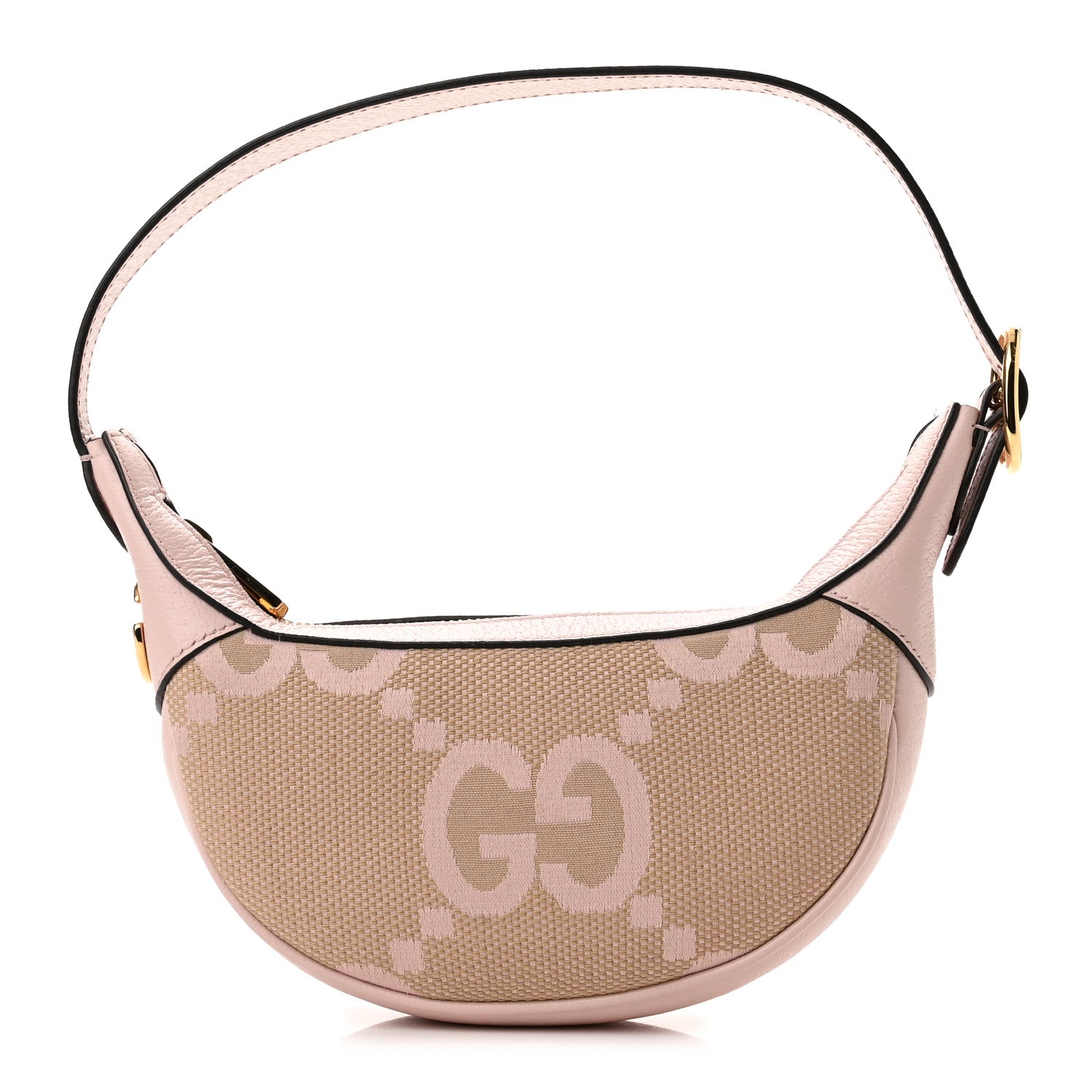 Gucci Monogram Jumbo GG Textured Dollar Calfskin Mini Ophidia Half Moon Hobo Beige Perfect Pink 1 of 10