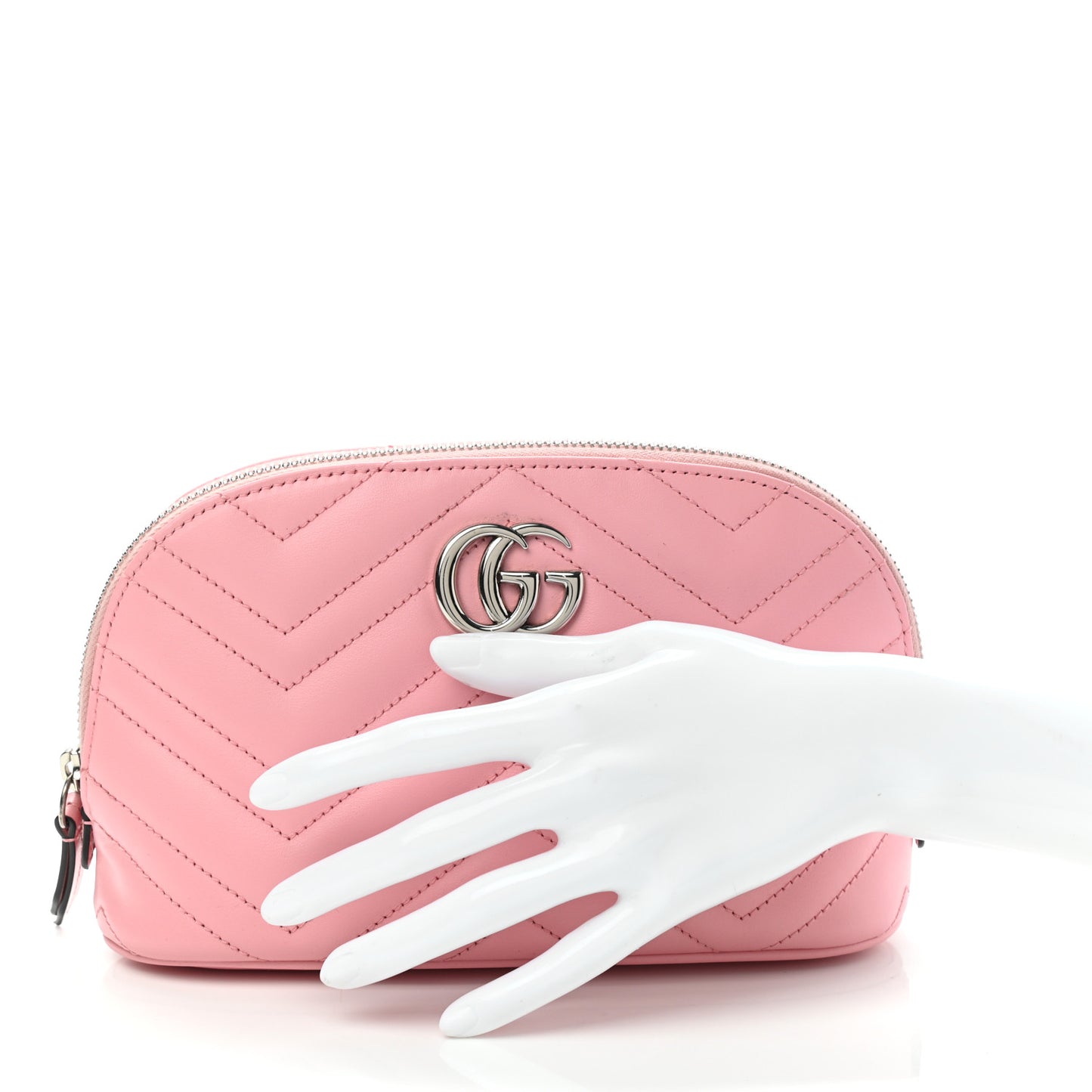 Calfskin Matelasse Large GG Marmont Pouch Cosmetic Case Wild Rose