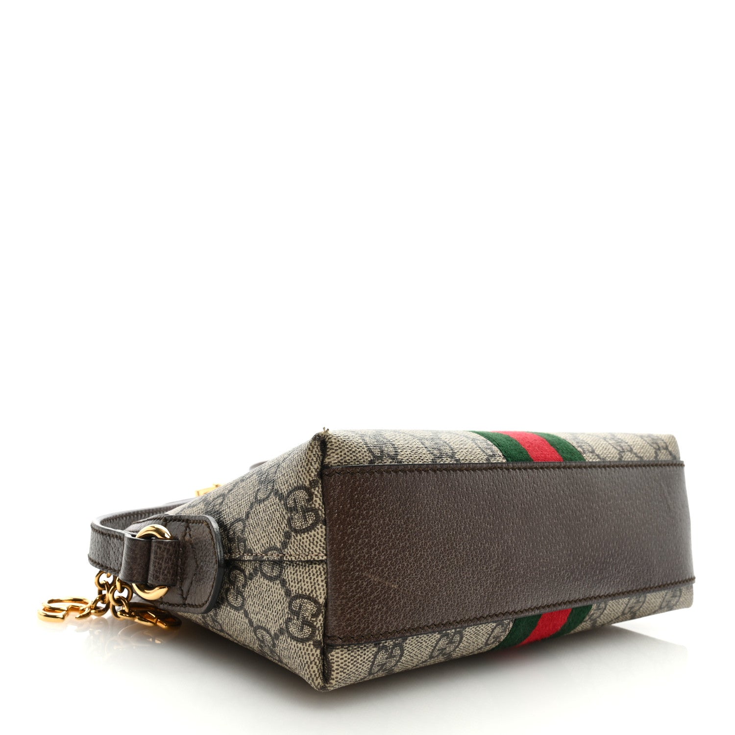 Gucci GG Supreme Monogram Textured Dollar Calfskin Web Small Ophidia Dome Shoulder Bag Beige Ebony New Acero 4 of 9
