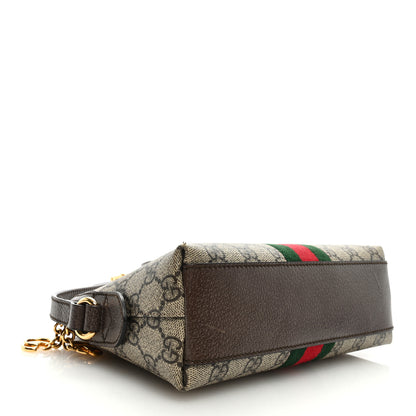 Gucci GG Supreme Monogram Textured Dollar Calfskin Web Small Ophidia Dome Shoulder Bag Beige Ebony New Acero 4 of 9
