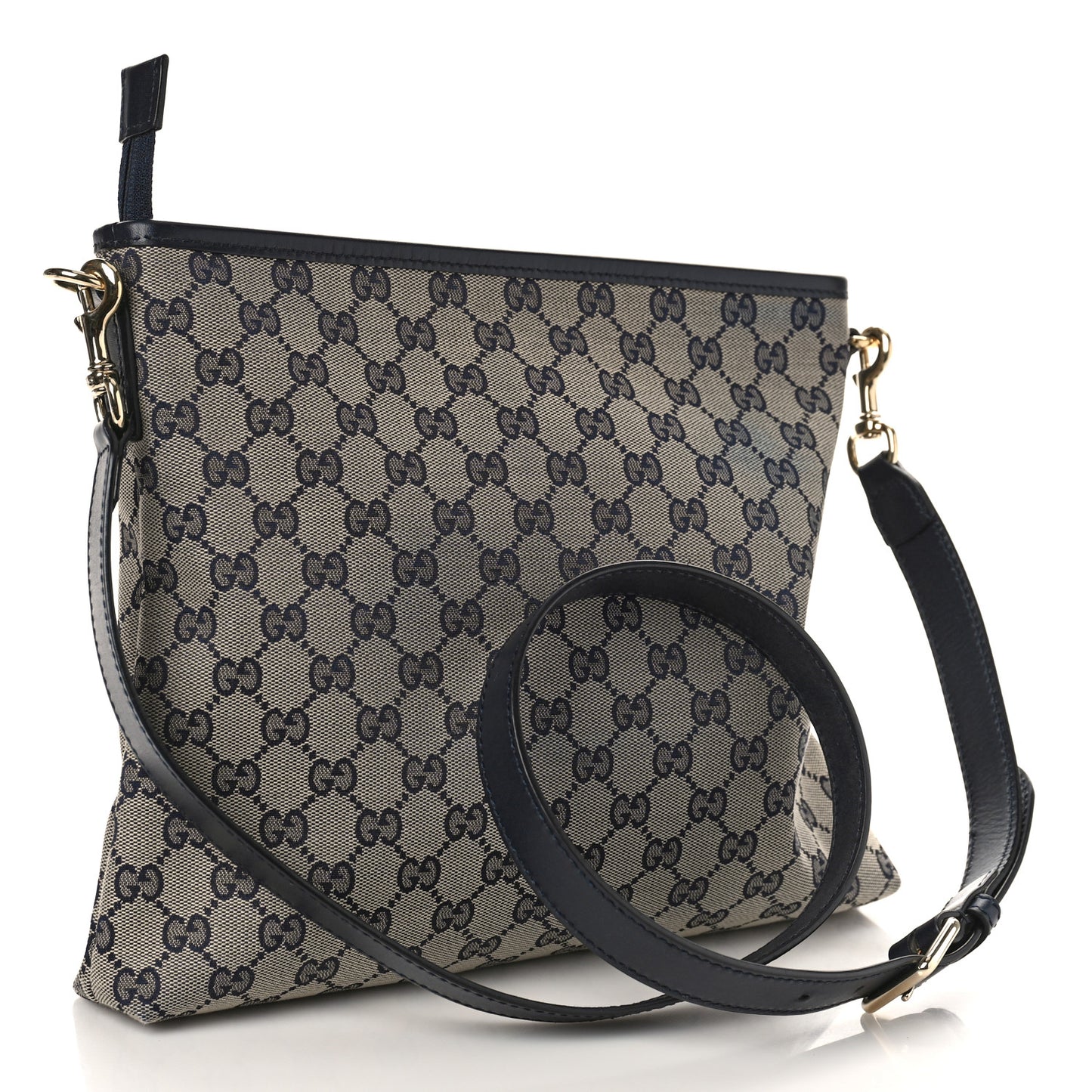GG Supreme Monogram Web Flat Messenger Bag Navy