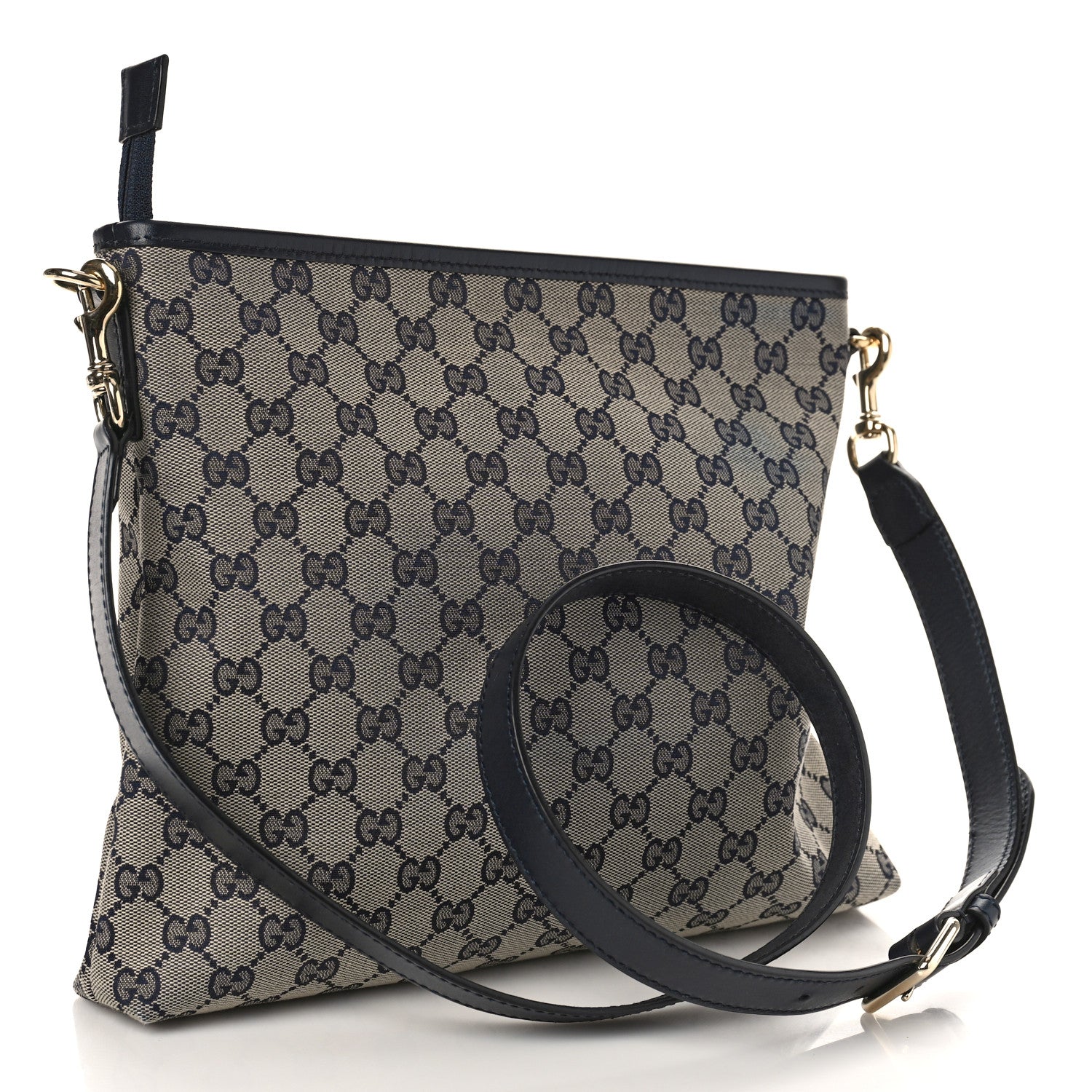 Gucci GG Supreme Monogram Web Flat Messenger Bag Navy 3 of 9