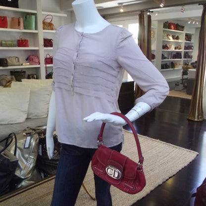 Christian Dior Leather Logo Flap Bag Red 2 of 8