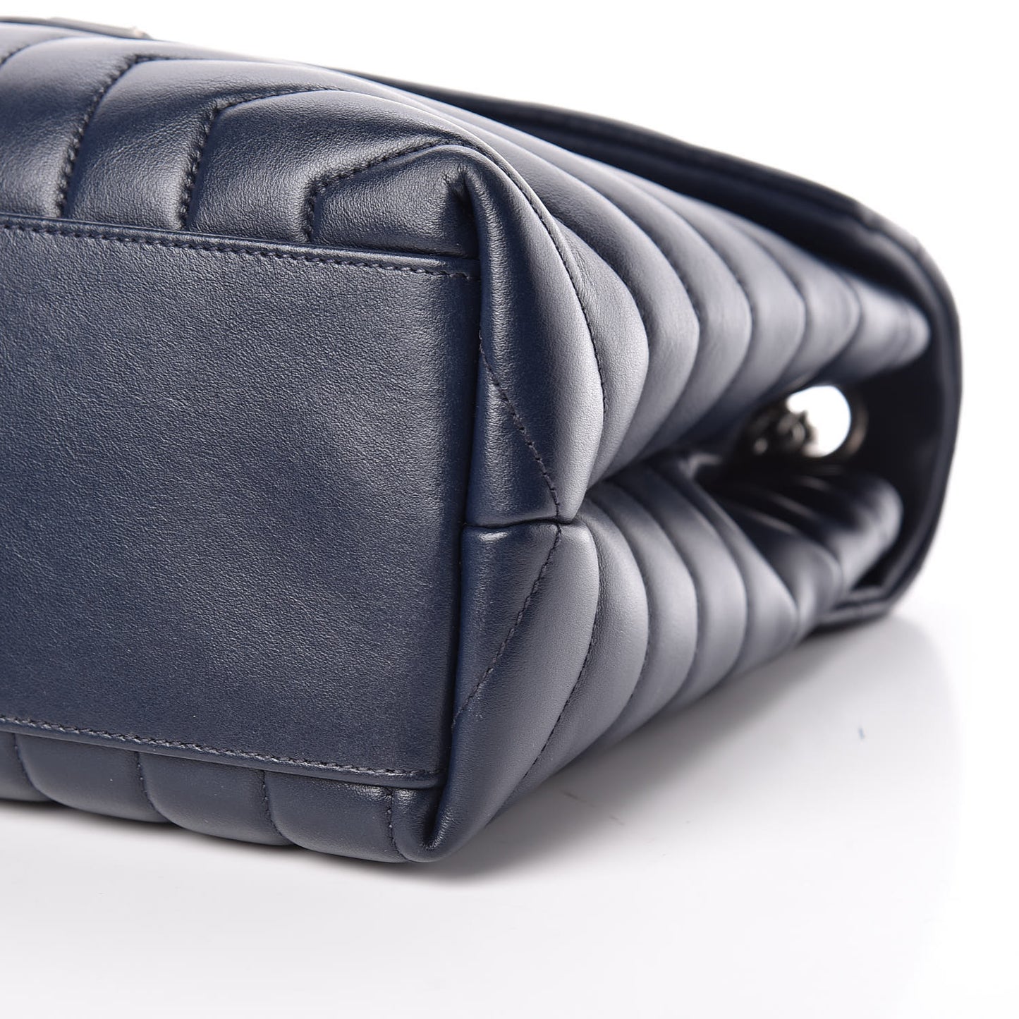Calfskin Y Quilted Monogram Medium Loulou Chain Satchel Denim Blue