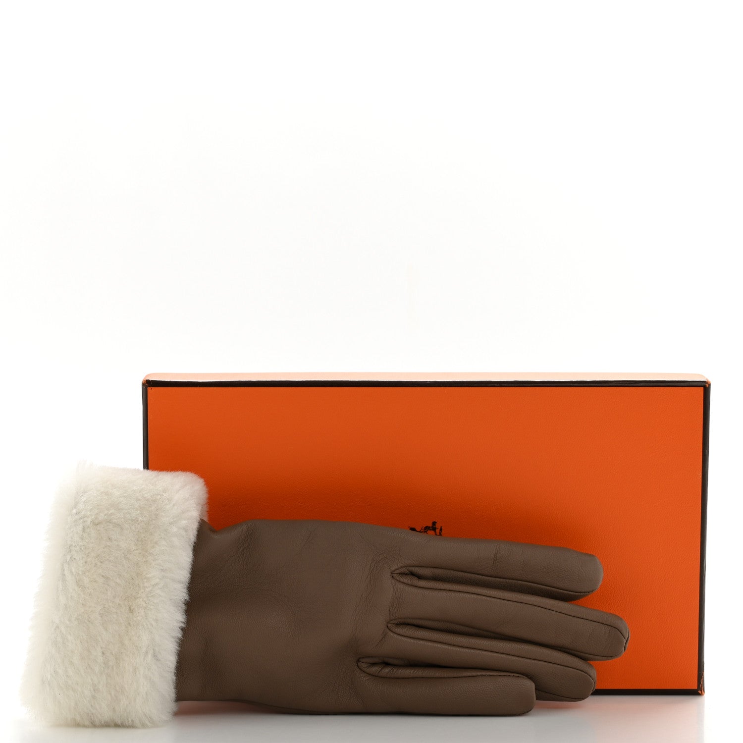 Hermes Lambskin Sheepskin Honorine Gloves 7 Etoupe White Naturel 5 of 5