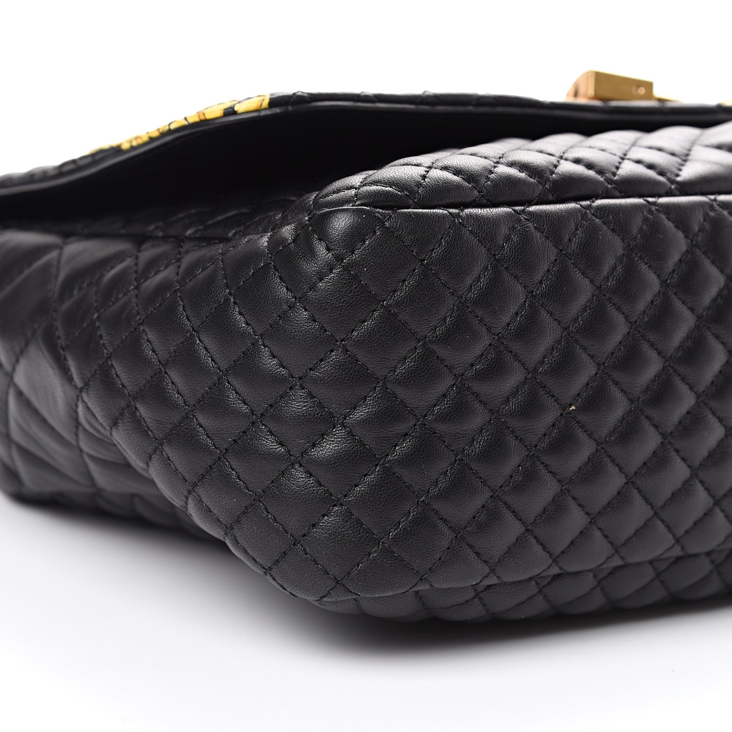 Nappa Quilted Barocco Print Icon Shoulder Bag Black
