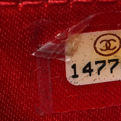 Chanel Patent Camellia Embossed Wallet On Chain WOC Red 8 of 11