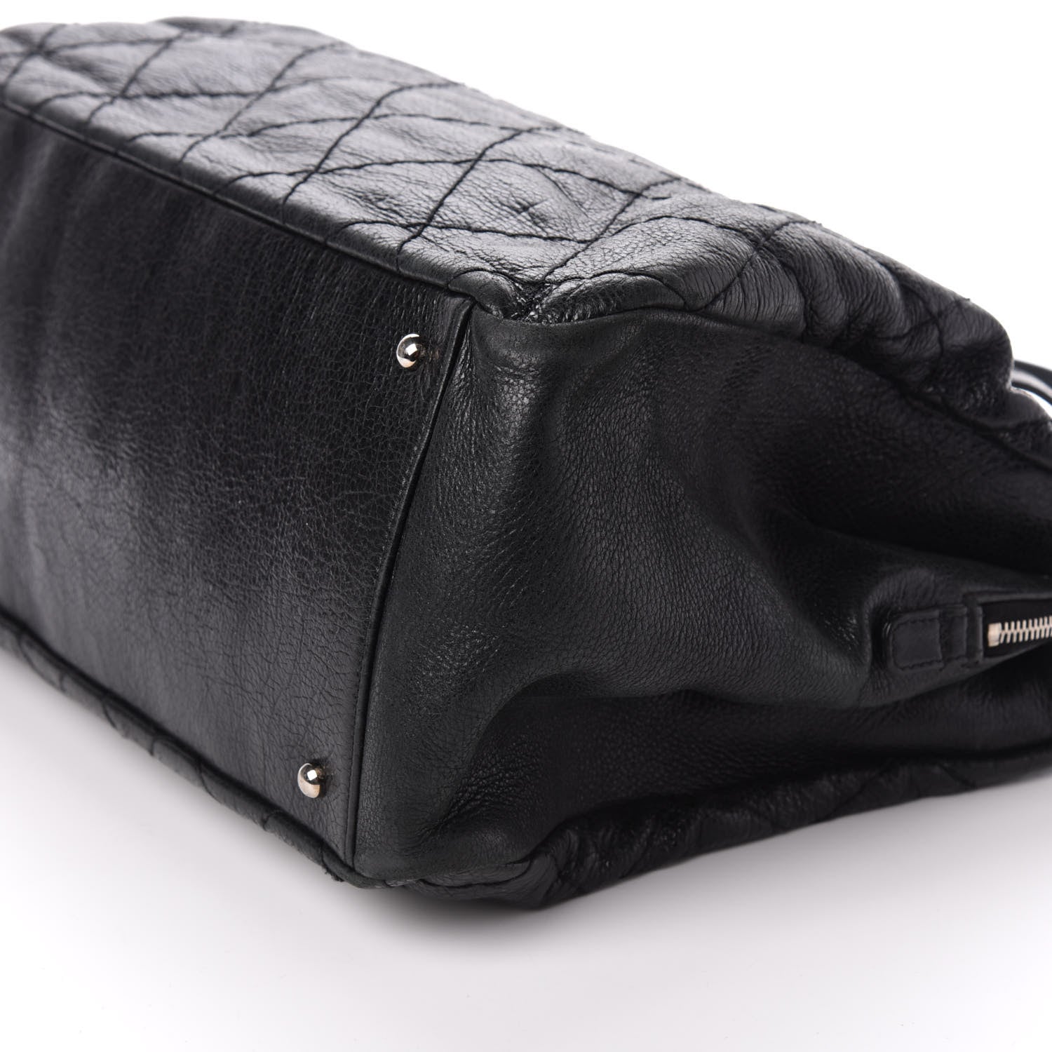 Chanel Glazed Calfskin Diamond Stitched XL On The Road Zip Tote Black 13 of 13