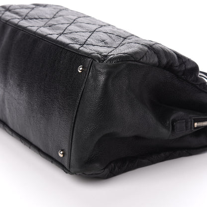 Chanel Glazed Calfskin Diamond Stitched XL On The Road Zip Tote Black 13 of 13