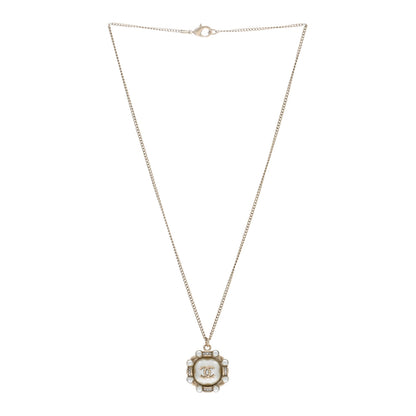 Chanel Pearl Crystal CC Pendant Necklace Gold 2 of 5