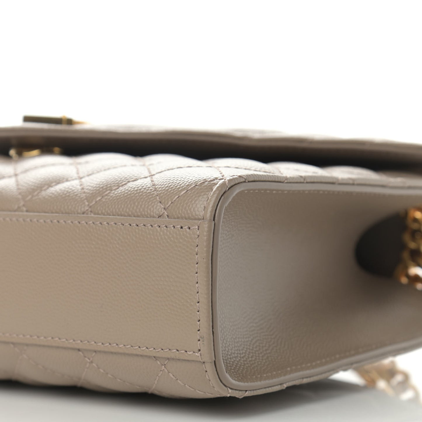 Grain De Poudre Textured Mixed Matelasse Medium Triquilt Monogram Satchel Dark Beige