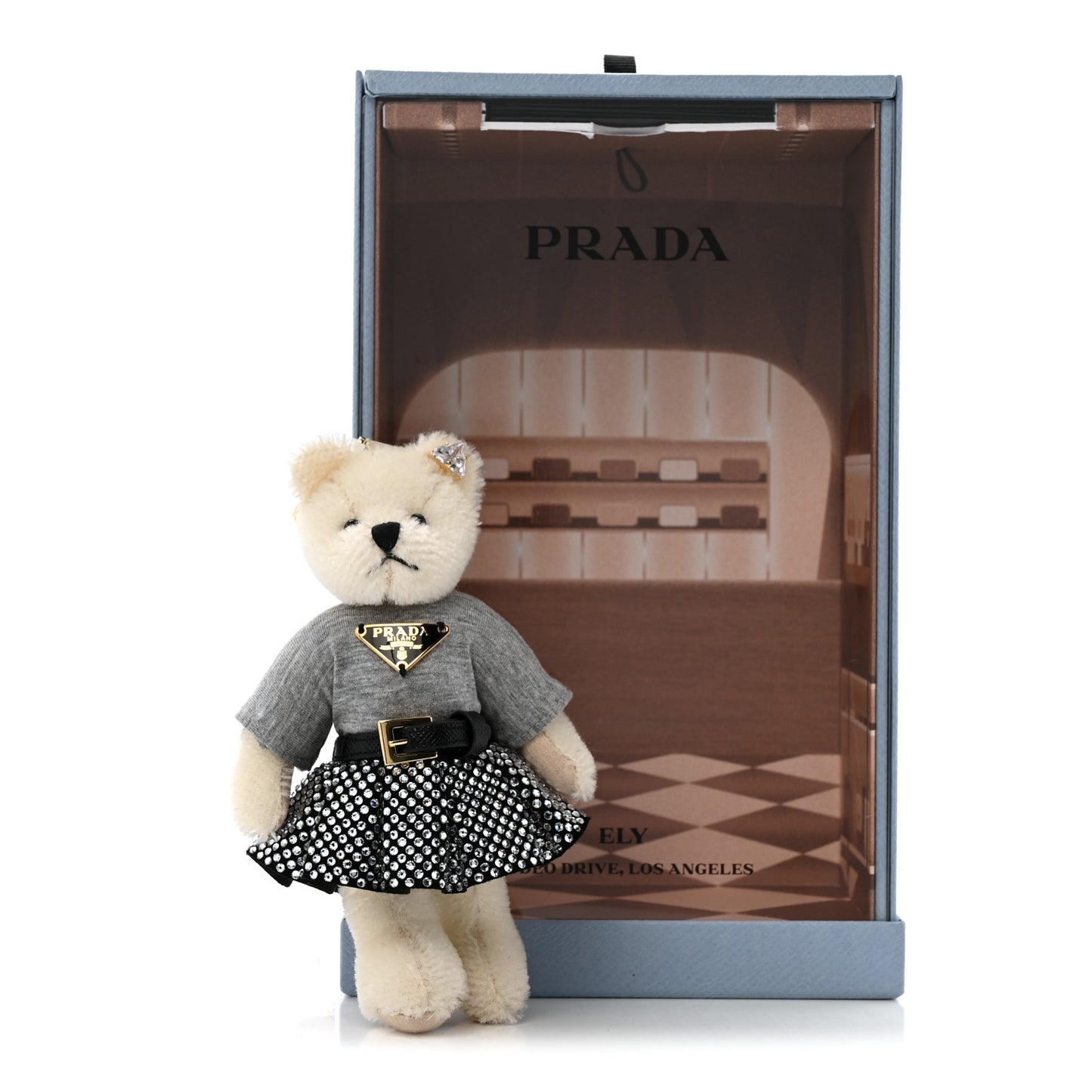 Mohair Teddy Bear Keychain Charm White