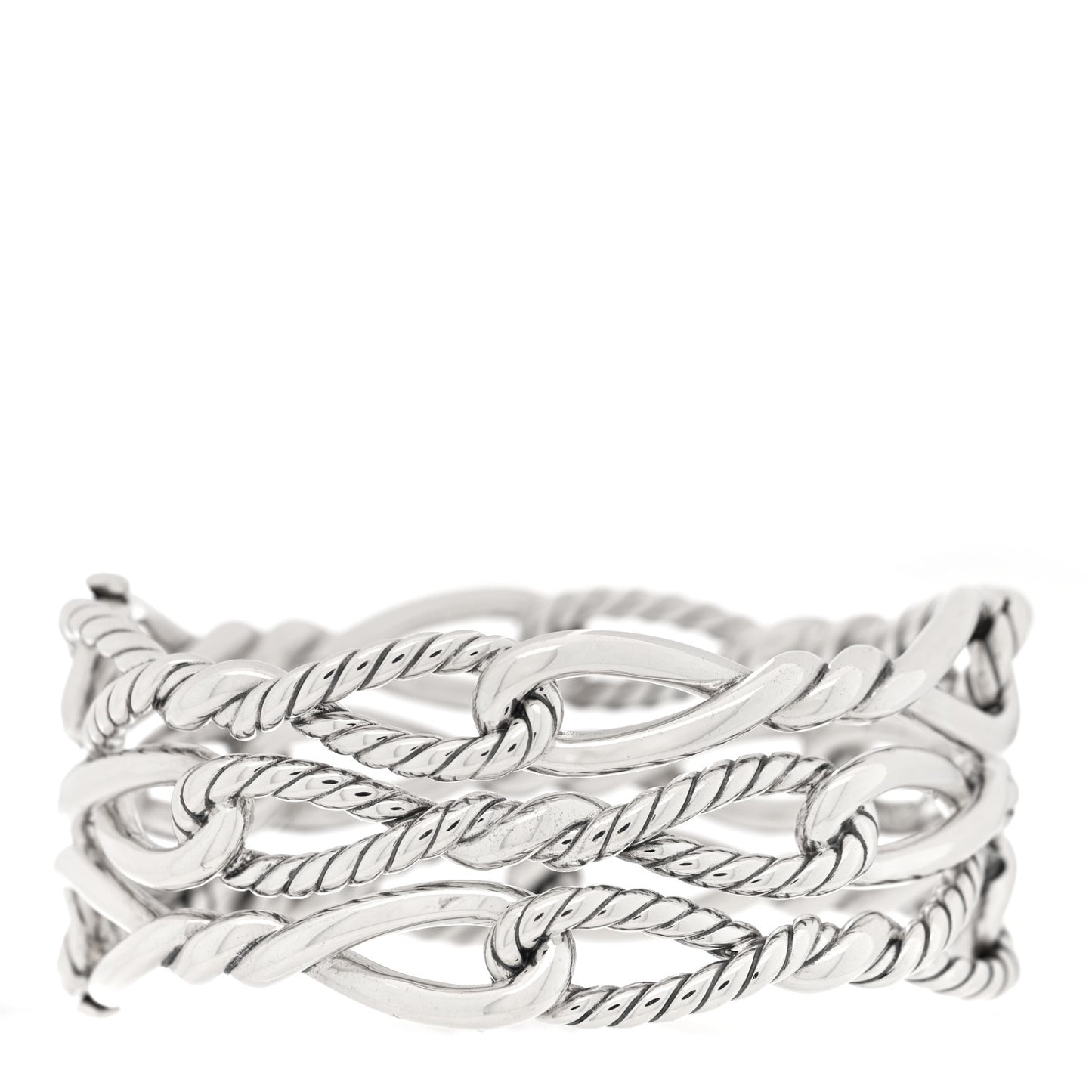 Sterling Silver Diamond Continuance Multi Row Pave Bracelet