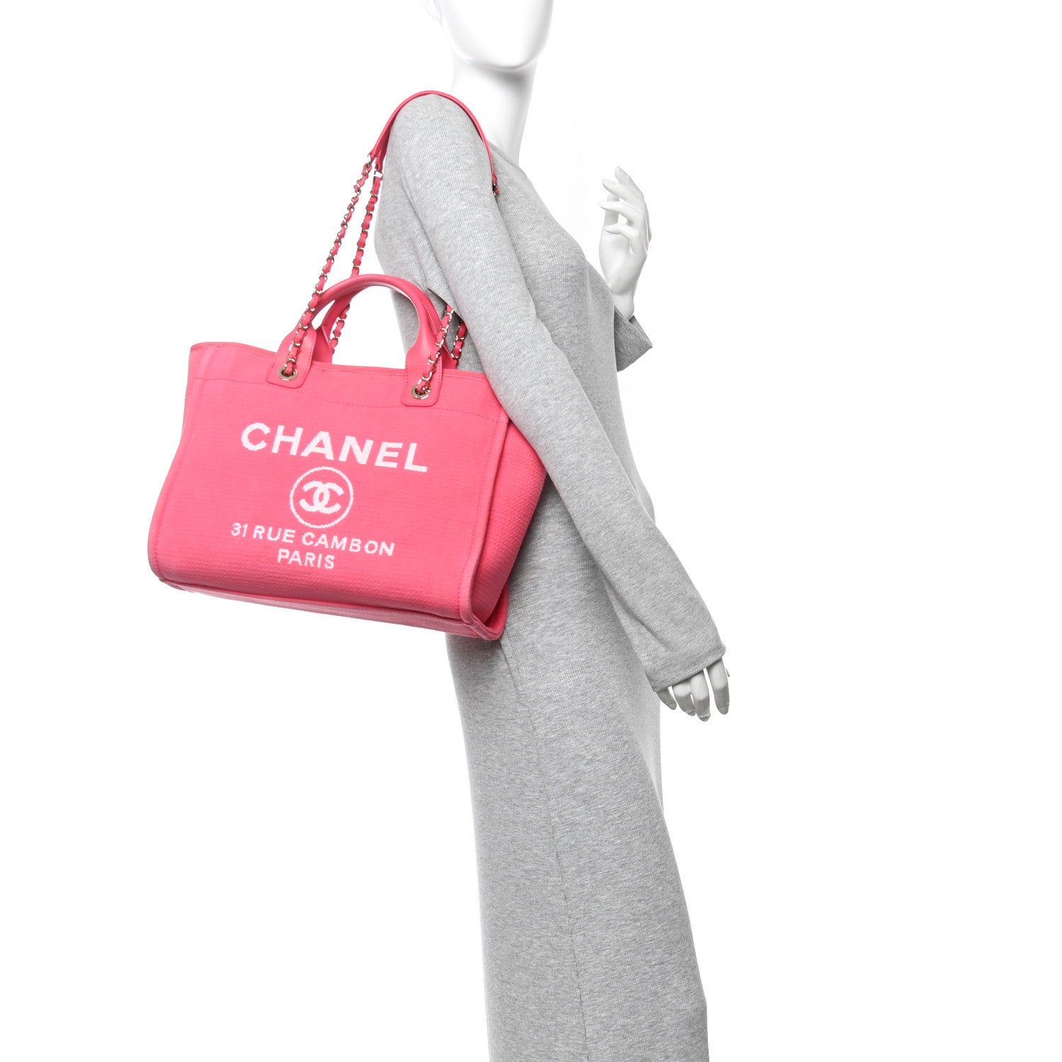 Chanel Mixed Fibers Small Deauville Tote  Pink 2 of 11
